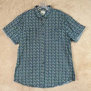 Six Lincoln Button Up Hemd Herren XL Blau Blumen Kragen Kurzarm Baumwolle - Bild 1 von 11