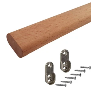 Kleiderstange Buche Holz Schrankrohr Set mit Wandlager oval Schrank Garderobe - Bild 1 von 2