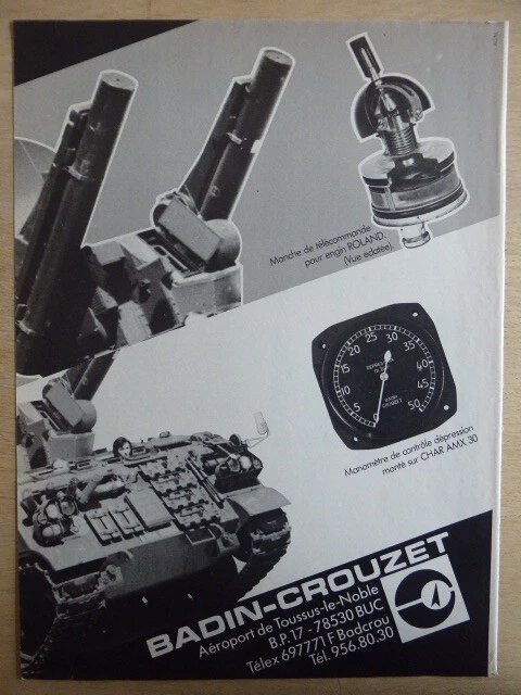 7/1979 BADIN-CROUZET CHAR AMX 30 MANCHE TELECOMMANDE ENGIN ROLAND FRENCH AD - Photo 1/1