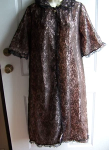 Vintage nero MCM Peignoir ACCAPPATOIO lingerie corto babydoll nero pizzo su fodera rosa - Foto 1 di 8