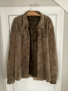 DANIER Mens Shirt Jacket Button Front Soft Suede Brown Sz XL - Picture 1 of 7