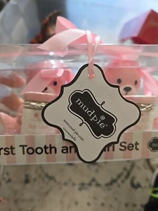 Mud Pie Pink Bears With Bows First Tooth First Curl Haircut Keepsake Girl NEW - Picture 1 of 3