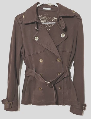 Винтажный Maurices коричневый хлопок Джерси бушлат/куртка двубортный женщин S - Изображение 1 из 4