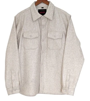 Schott CPO wool blend shirt shacket XL oatmeal marled heavyweight military - Image 1 of 4