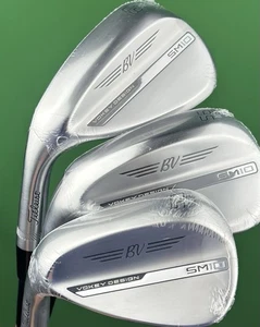 Titleist Vokey SM10 Chrome LEFT Hand Wedge Set 52-08, 56-10, 60-10 Steel LH NEW! - Picture 1 of 5
