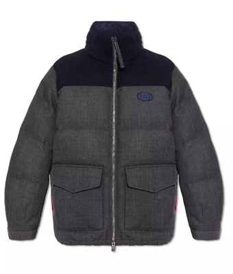New Authentic GUCCI Gray/Blue Down Jacket Wool Heavy Hidden Hood Sz 52 - Image 1 of 4