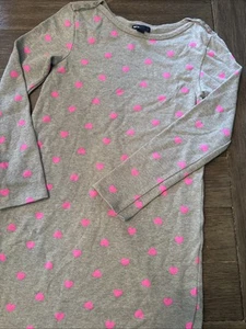 Gap Girls Knit Long Sleeve Gray Tunic Dress with Pink Hearts Size XL (12) - Picture 1 of 8
