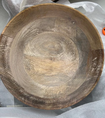 Ensaladera artesanal de madera Pottery Barn Chateau blanca lavada 14" NUEVA EN CAJA Foto 1 de 2