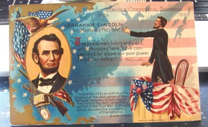 1809-1909 Abraham Lincoln Centennial Embossed Card--Posted - Picture 1 of 2