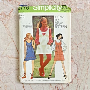 Simplicity 9776, 70s Dress/Blouse, Sz 12/34, COMPLETE, Vintage Sewing Pattern - Picture 1 of 2