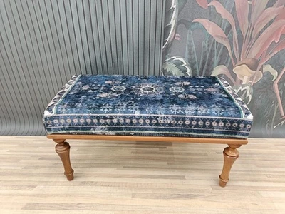 long seat bench, ottoman bench, upholstered bench, boho style bench, Footstool - Image 1 of 4