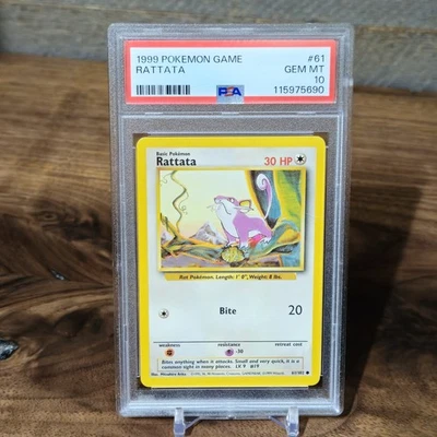 1999 POKEMON SET UNLIMITED #61/102 COMMON RATTATA PSA 10 GEM MINT - Image 1 of 2