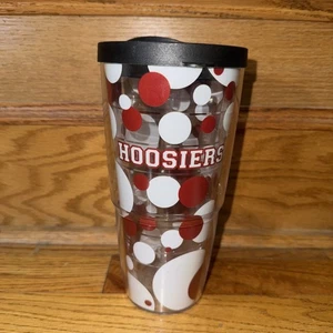 Neu ohne Etikett Indiana Hoosiers 24 Unzen Tervis Becher Tasse klar Kunststoff Tupfen Logo - Bild 1 von 6