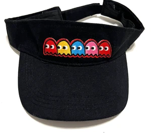 PAC-MAN Side-by-Side Black Adult Adjustable Vintage Sun Visor Cap Hat One Size - Picture 1 of 6