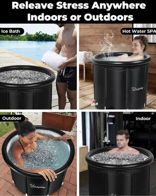 Ice Bath Cold Plunge Tub with Cover for Indoor Outdoor for Recovery Black, XL - Image 1 of 4