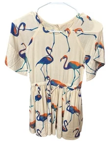 How To Kiss a Frog Flamingo Print Dress Girls Short Flutter Sleeves Size 6Y - Picture 1 of 8