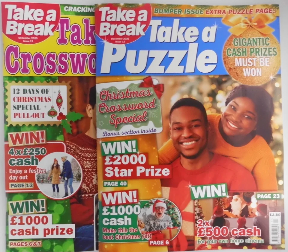 Take a Break: take a Puzzle & take Crossword magazine bundle #12 December 2025 - Image 1 of 1