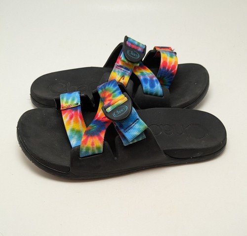 ADIDAS Sandali da donna Chaco Chillos slide tie dye neri arcobaleno outdoor escursionismo taglia 8