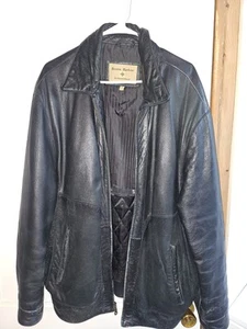 Black Leather Jacket Coat Bomber Mens Size XL Quilted Boston Harbour Outdoor - Picture 1 of 4