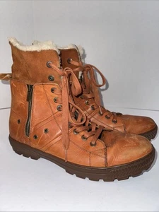 Levi’s Men’s Leather Boots Size US 12 Wool Lined Lace Up Color Tan - Picture 1 of 10