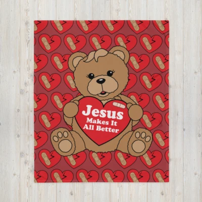 Jesus Makes It All Better - Throw Blanket, 50" x 60", Bedding, Bedroom, Get Well - Image 1 of 4