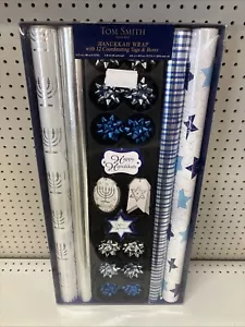 Tom Smith Hanukkah Wrapping Paper Coordinating Tags and Bows new - Picture 1 of 2