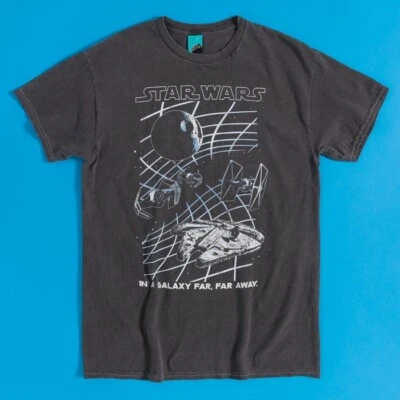 Official Star Wars Galaxy Grid Vintage Wash Charcoal T-Shirt - Image 1 of 3