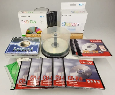 Memorex CD-R Lot - DVD-RW CD Sleeves Jewel Cases Imation CD-RW - Image 1 of 4