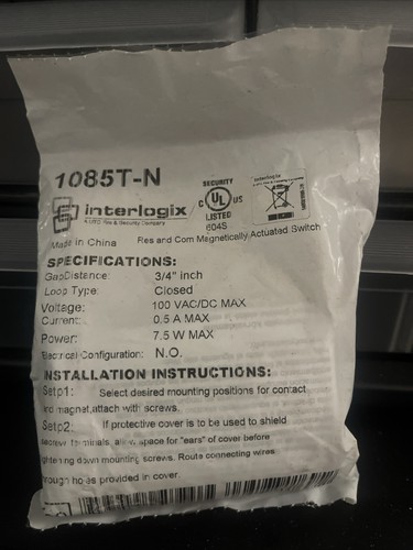 Alarm SENSOR Hardwired Interlogix 1085T-N Commercial Door/Window White ...
