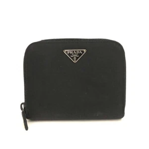 PRADA Logo Plate Nylon Bifold Wallet Black/2BD1609 - Picture 1 of 8