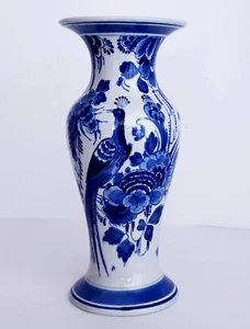 ROYAL DELFT PORCELEYNE FLES - PEACOCK VASE - THE ORIGINAL BLUE EXCELLENT - Picture 1 of 5