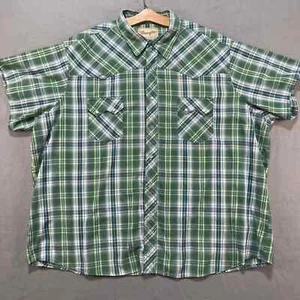 Wrangler Pearl Snap Western Shirt 3XL Green Plaid Big & Tall Short Sleeve Cowboy - Picture 1 of 7