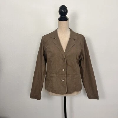 Christopher & Banks Brown Silver Metallic Speckled Linen Rayon Blazer Jacket XL - Image 1 of 4