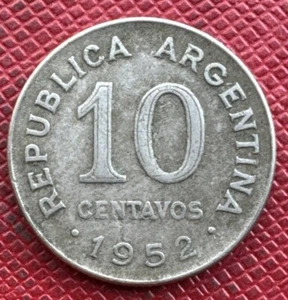 Argentina 1952 Copper-Nickel 10 Centavos. José de San Martín. KM# 47 - Picture 1 of 2