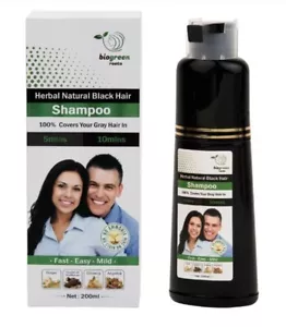 Cubierta de champú color de cabello negro natural a base de hierbas BioGreen Roots gris rápido fácil - Imagen 1 de 4