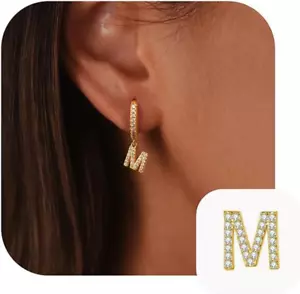 Initial Earrings for Girls Women, Teen Girl Gifts 925 Sterling Silver Post Hypoa - Picture 1 of 12