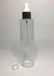 150ml PET Plastic Cylindrical Bottles And Shiny Gold Atomiser Spray *ANY AMOUNT* - Picture 1 of 2