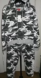 Dickies: Gray & White Camo Print Jogger & Hoodie Sweatsuit - Women's Size XL - Picture 1 of 12