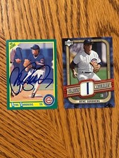 Ryne Sandberg signed 1990 Score + 2005 Classic materials pin stripe jersey  CUBS