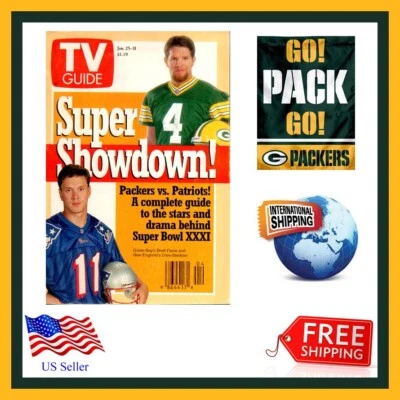 TV GUIDE 1997 Jan 25-31  Super Showdown! Packers v Patriots Brett Favre  SB XXXI - Image 1 of 4