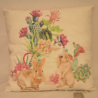 Snuggle Bunny Rabbits & Desert Flowers Spring Easter Down Pillow 20 Inch New