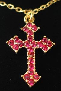 50% OFF - Gold / Ruby crystal Cross Pendant in Presentation Box -EB6094 - Picture 1 of 2