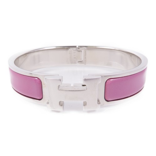 HERMÈS Bracciale HERMES PHW Clic H Metallo Smalto Rosa Argento