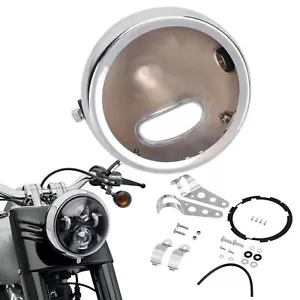 5.75" Motorcycle LED Headlight Housing Mount Bucket Bracket For Harley Chrome - Imagen 1 de 12