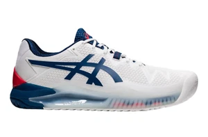 ASICS GEL-RESOLUTION 8 WHITE/MAKO BLUE - Picture 1 of 2