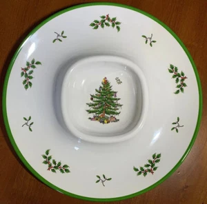 Spode Melamine Christmas Tree Chip And Dip Server 14” New - Picture 1 of 5