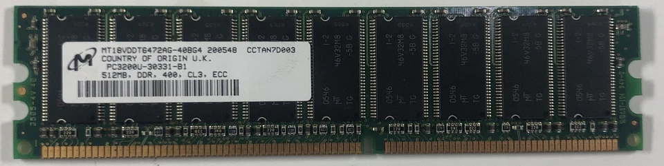 Micron MT18VDDT6472AG-40BG4 512MB DDR Server RAM Memory - Image 1 of 1