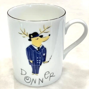 Pottery Barn Reindeer Donner Ceramic Mug Japan Made Christmas Holiday - Picture 1 of 5