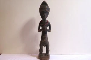 Baule Man with Offering Carved Wood Fertility Figure - Picture 1 of 7