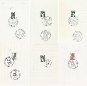 Lot de 6 timbres oblitérés Marianne pour les Tampons différents - Foto 1 di 7
